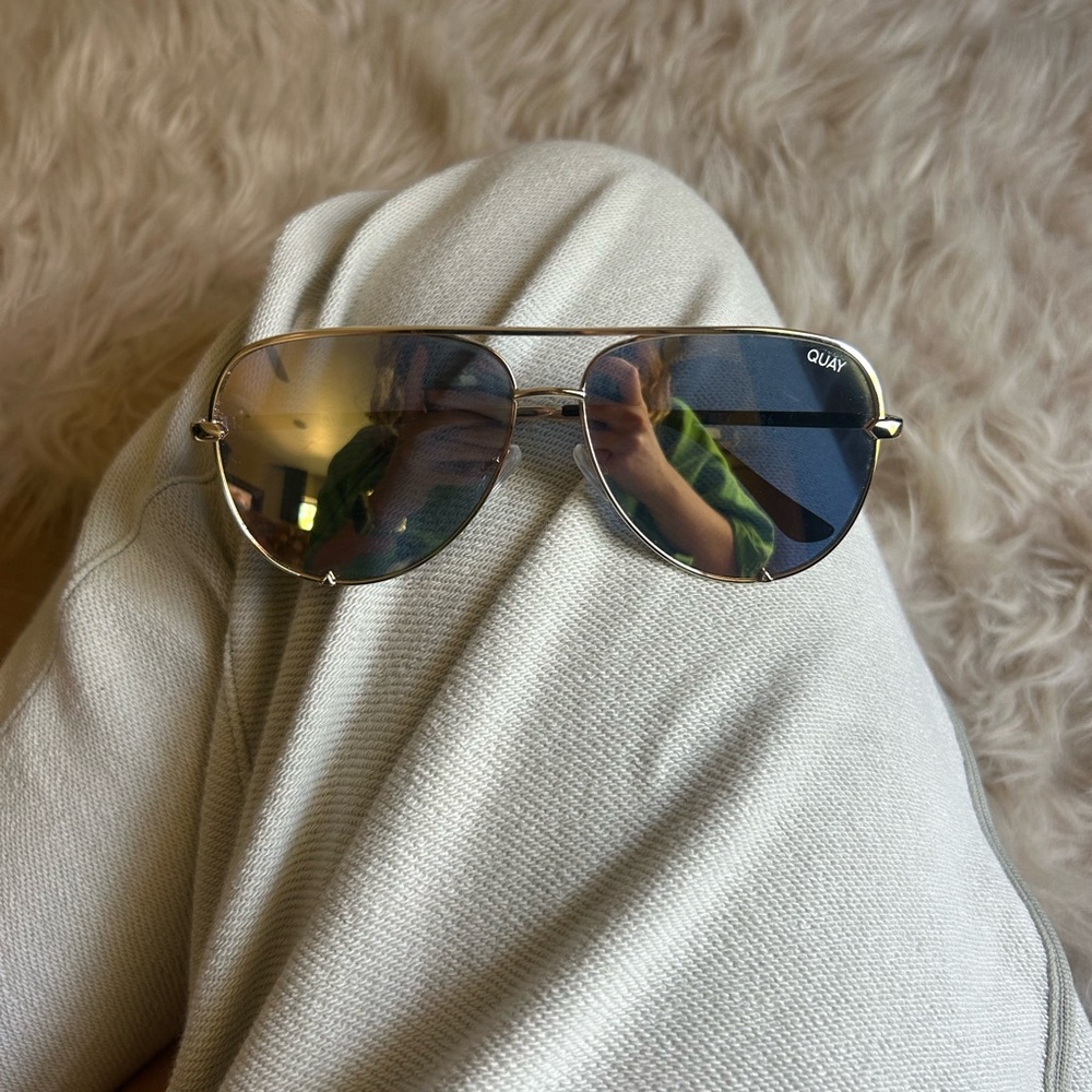 Quay Australia Silver Aviator Sunglasses